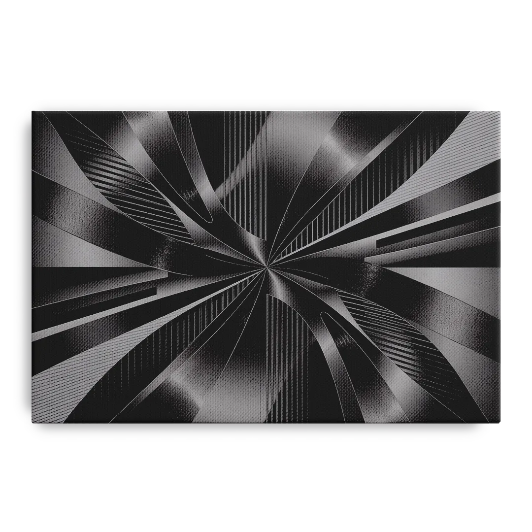 Luxurious Fluidity Black and Grey Abstract - Canvas Wall Art