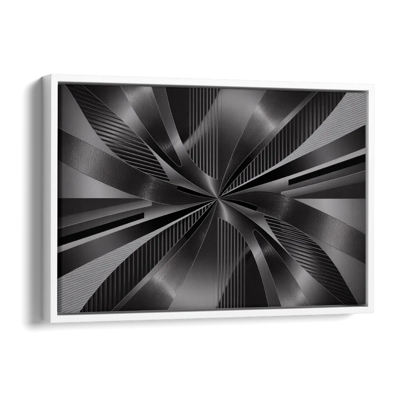 Luxurious Fluidity Black and Grey Abstract Side - White Canvas Wall Art