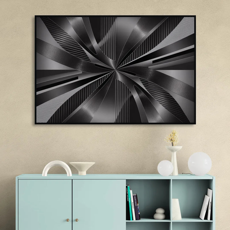 Luxurious Fluidity Black and Grey Abstract Sitting Room - Black Canvas Wall Art