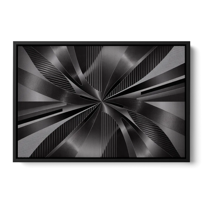 Luxurious Fluidity Black and Grey Abstract Front - Black Canvas Wall Art