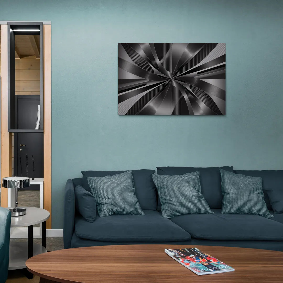 Luxurious Fluidity Black and Grey Abstract - Canvas Wall Art Living Room