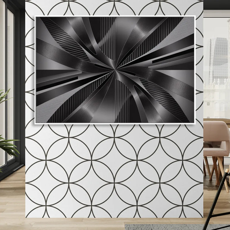 Luxurious Fluidity Black and Grey Abstract Sitting Room - White Canvas Wall Art