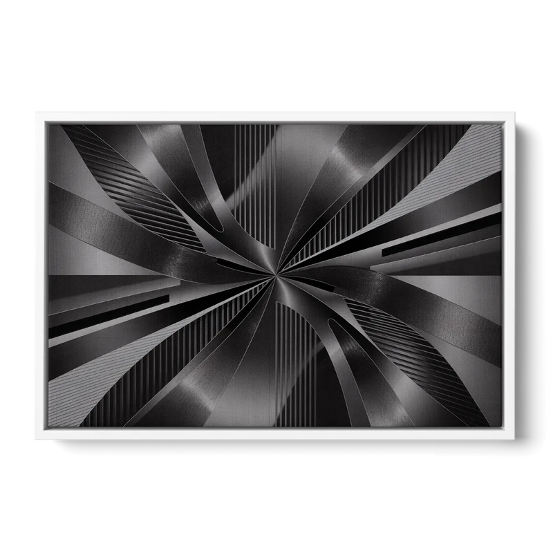 Luxurious Fluidity Black and Grey Abstract Front - White Canvas Wall Art