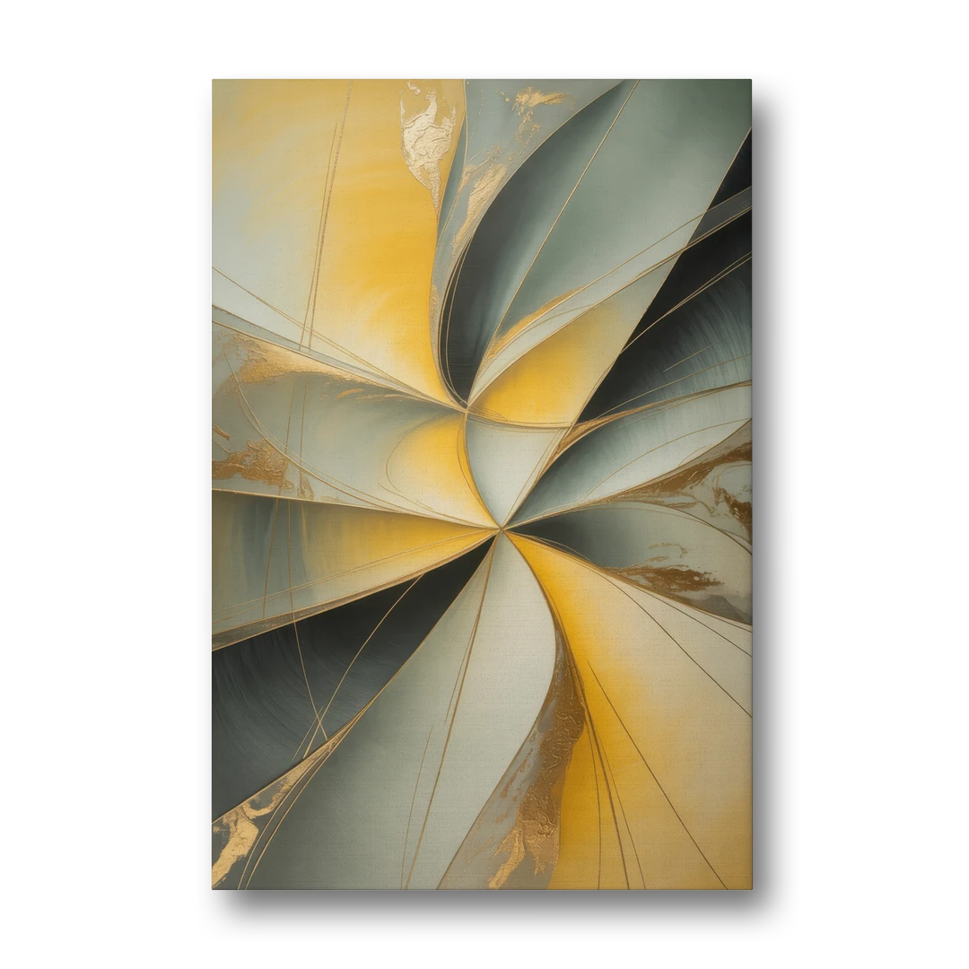 Luxurious Forms Yellow and Grey Abstract - Canvas Wall Art - Front