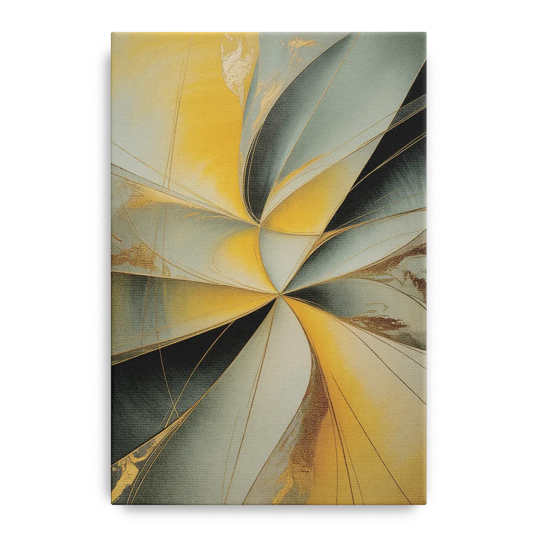 Luxurious Forms Yellow and Grey Abstract - Canvas Wall Art