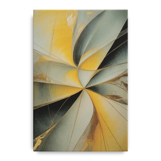 Luxurious Forms Yellow and Grey Abstract - Canvas Wall Art