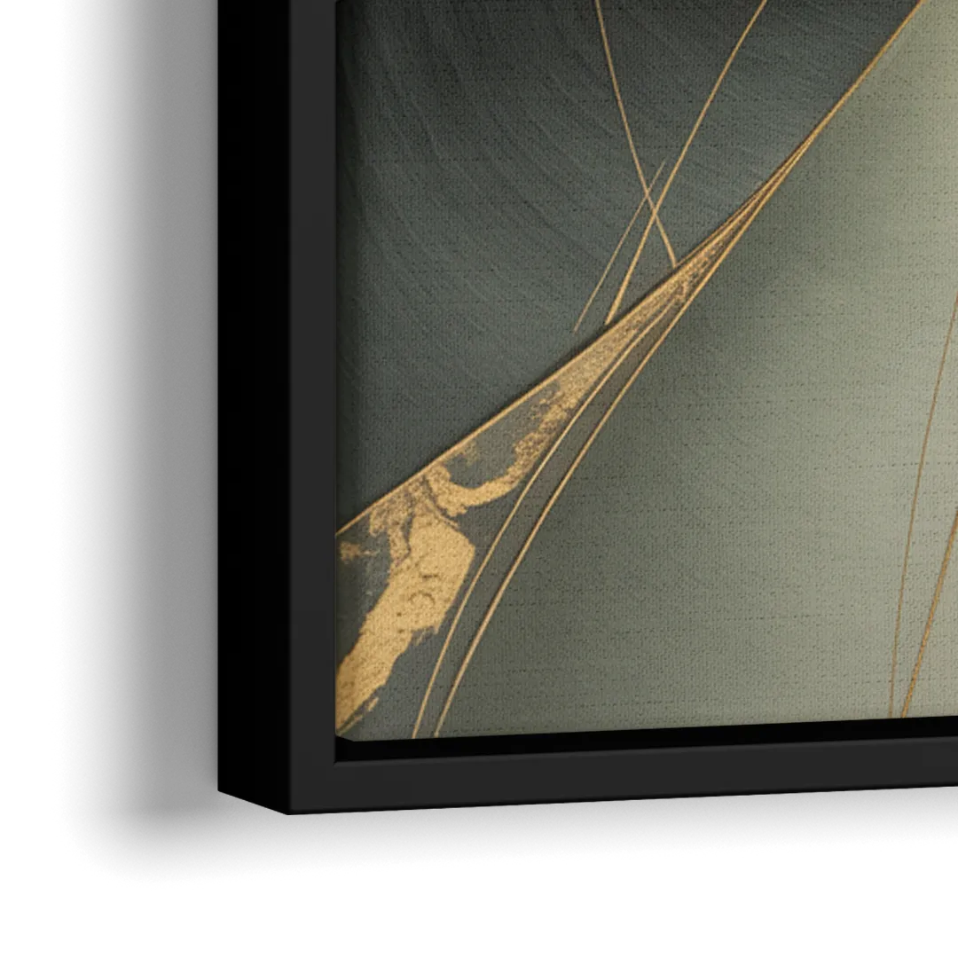 Luxurious Forms Yellow and Grey Abstract - Close-Up Black Frame Canvas