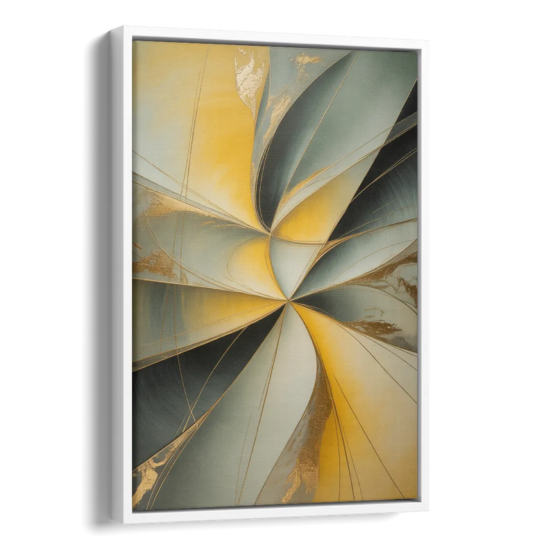 Luxurious Forms Yellow and Grey Abstract Side - White Canvas Wall Art
