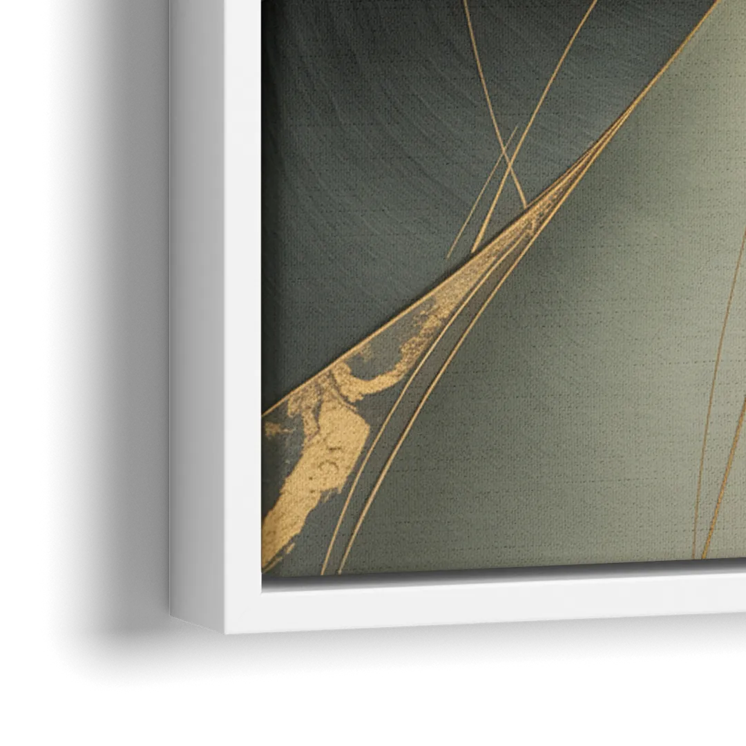 Luxurious Forms Yellow and Grey Abstract - Close-Up White Frame Canvas