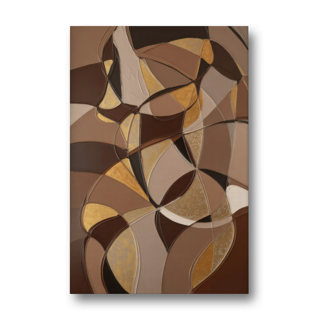 Luxurious Geometric Harmony Brown Abstract - Canvas Wall Art - Front