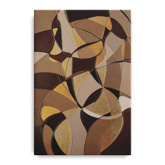 Luxurious Geometric Harmony Brown Abstract - Canvas Wall Art
