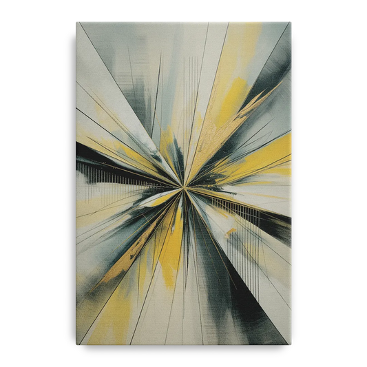 Luxurious Geometric Yellow and Grey Abstract - Canvas Wall Art
