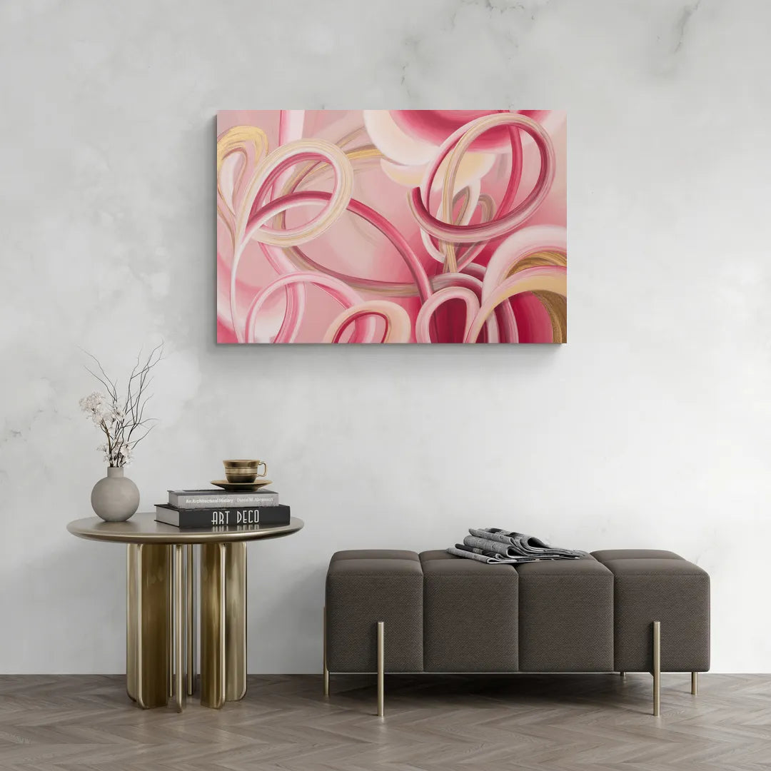 Luxurious Interwoven Pink Abstract - Canvas Wall Art Living Room