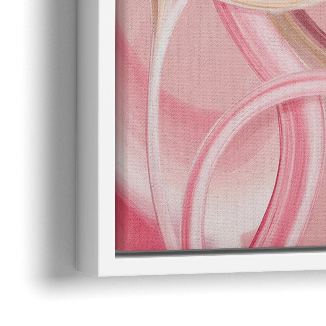 Luxurious Interwoven Pink Abstract - Close-Up White Frame Canvas