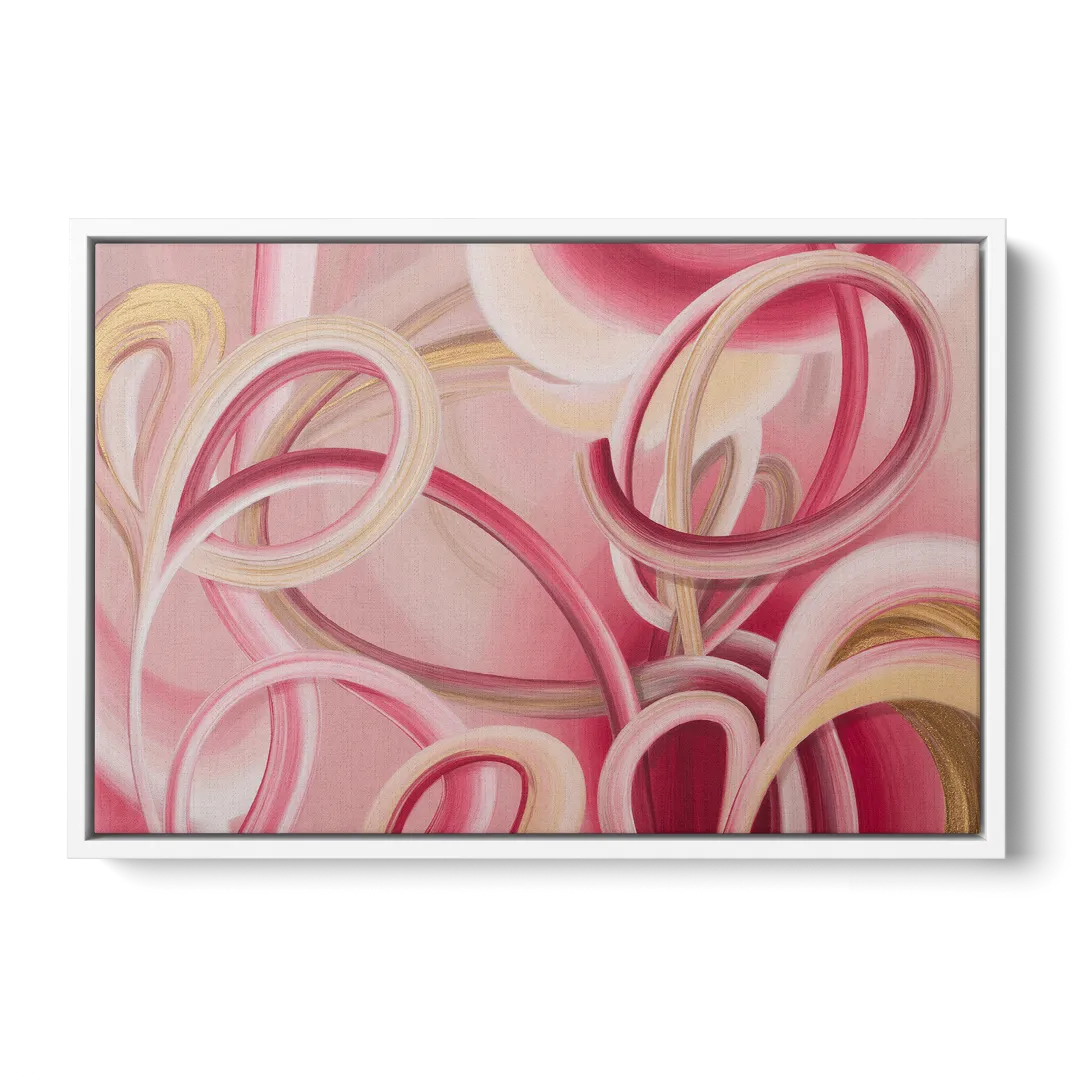 Luxurious Interwoven Pink Abstract - White Frame Canvas