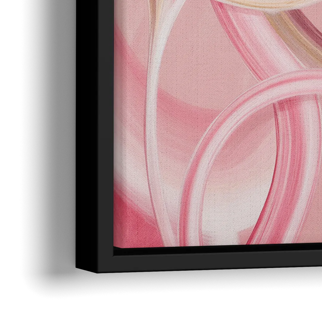 Luxurious Interwoven Pink Abstract - Close-Up Black Frame Canvas