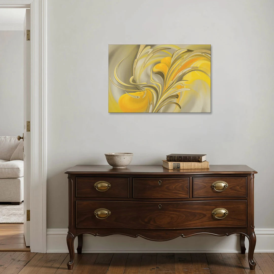 Luxurious Motion Yellow Abstract - Canvas Wall Art - Coffee Table - 36x24