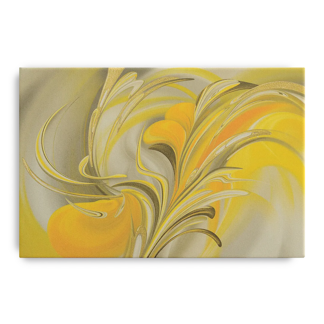 Luxurious Motion Yellow Abstract - Canvas Wall Art