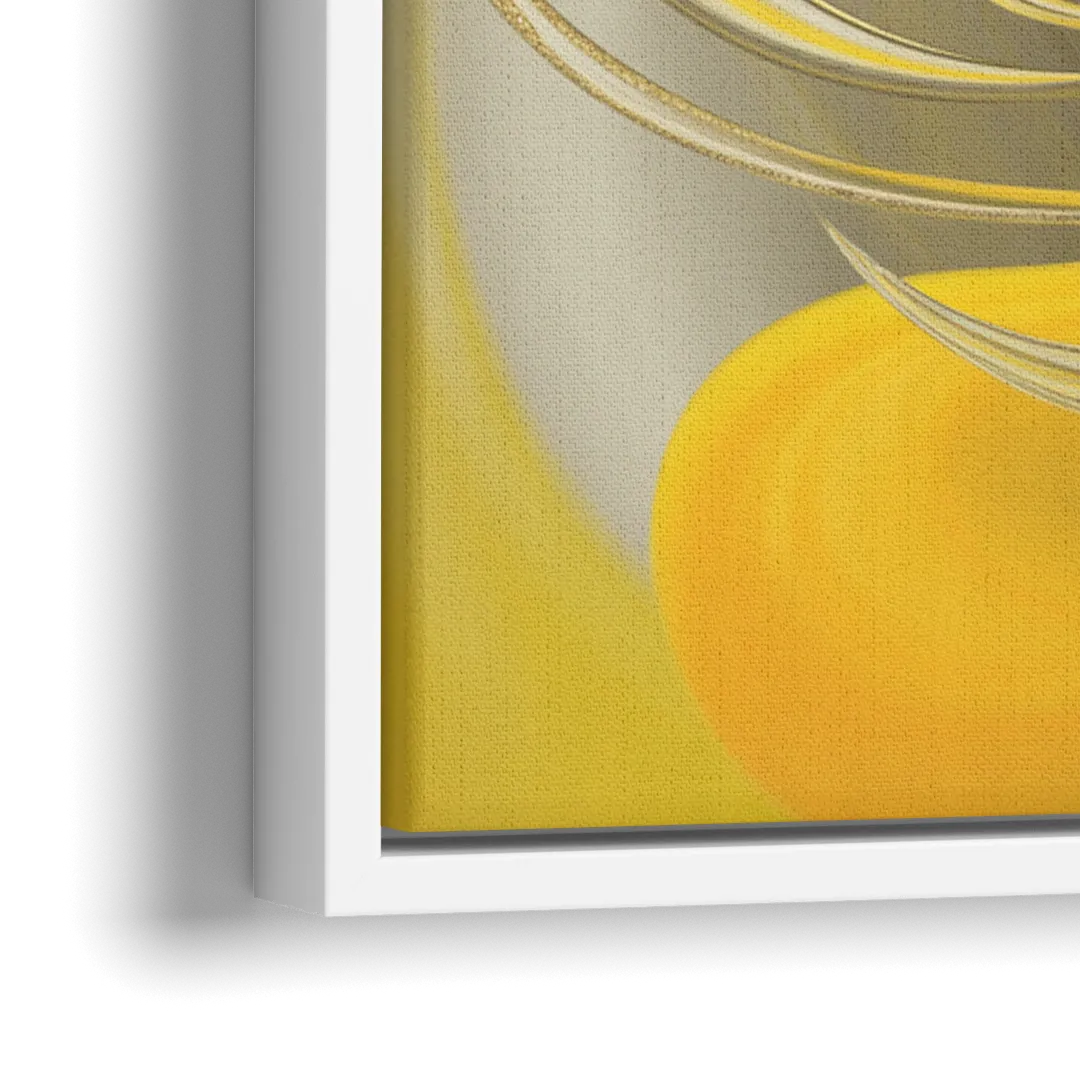 Luxurious Motion Yellow Abstract - Close-Up White Frame Canvas
