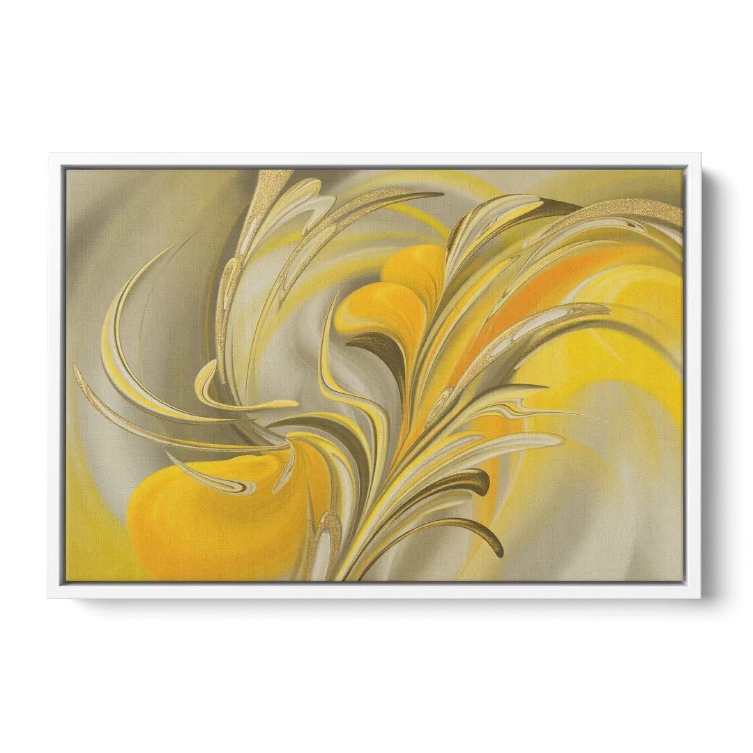 Luxurious Motion Yellow Abstract - White Frame Canvas