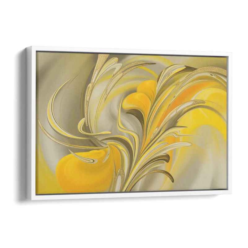 Luxurious Motion Yellow Abstract Side - White Canvas Wall Art