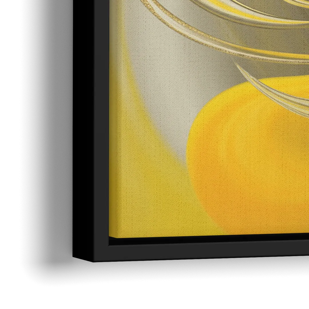 Luxurious Motion Yellow Abstract - Close-Up Black Frame Canvas
