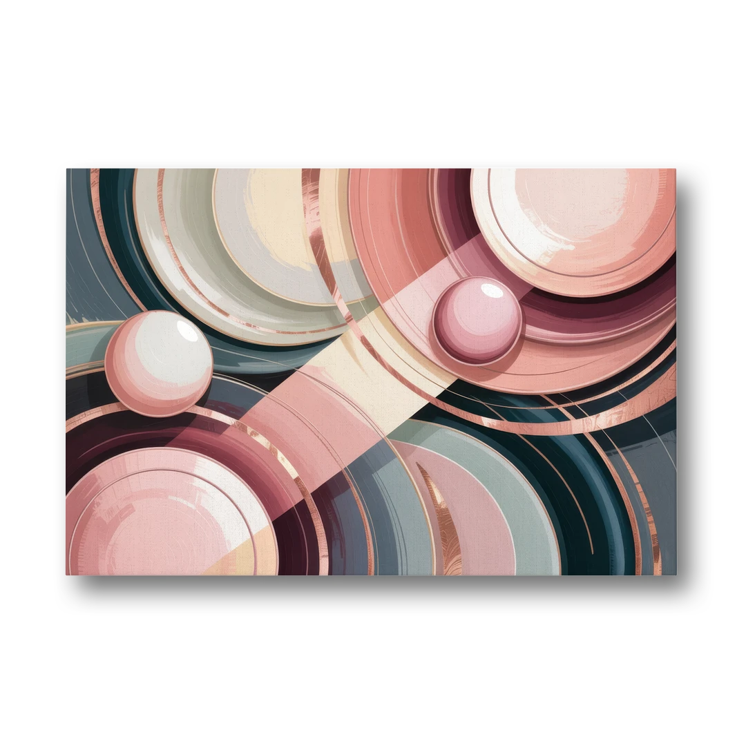 Luxurious Rhythms in Pink and Grey Abstract - Canvas Wall Art - Front