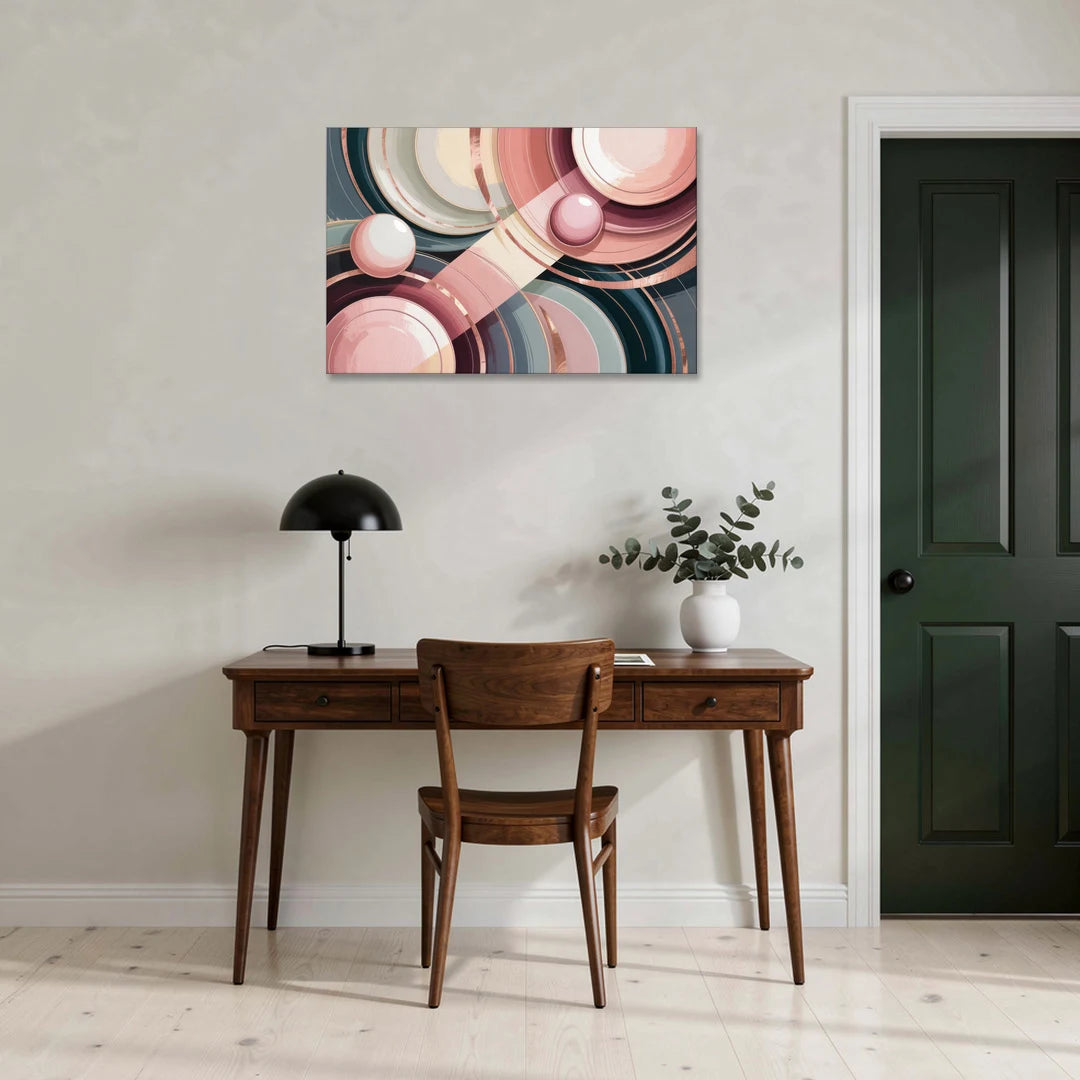 Luxurious Rhythms in Pink and Grey Abstract - Canvas Wall Art - Office - 36x24