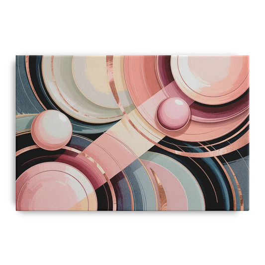 Luxurious Rhythms in Pink and Grey Abstract - Canvas Wall Art