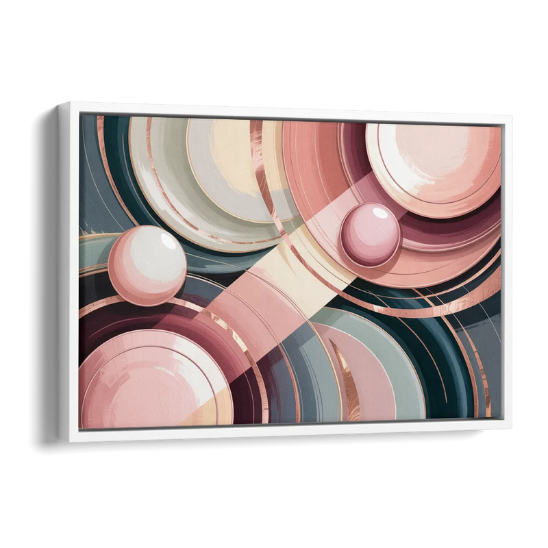 Luxurious Rhythms in Pink and Grey Abstract Side - White Canvas Wall Art