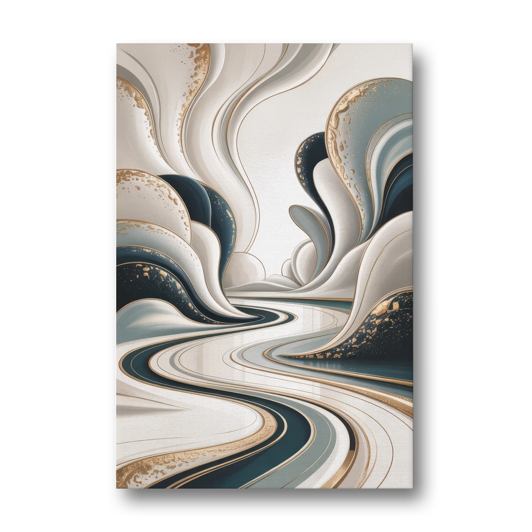 Luxurious Serenity White Abstract - Canvas Wall Art - Front