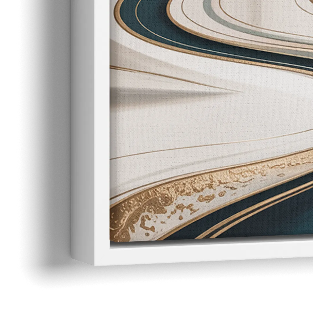 Luxurious Serenity White Abstract - Close-Up White Frame Canvas