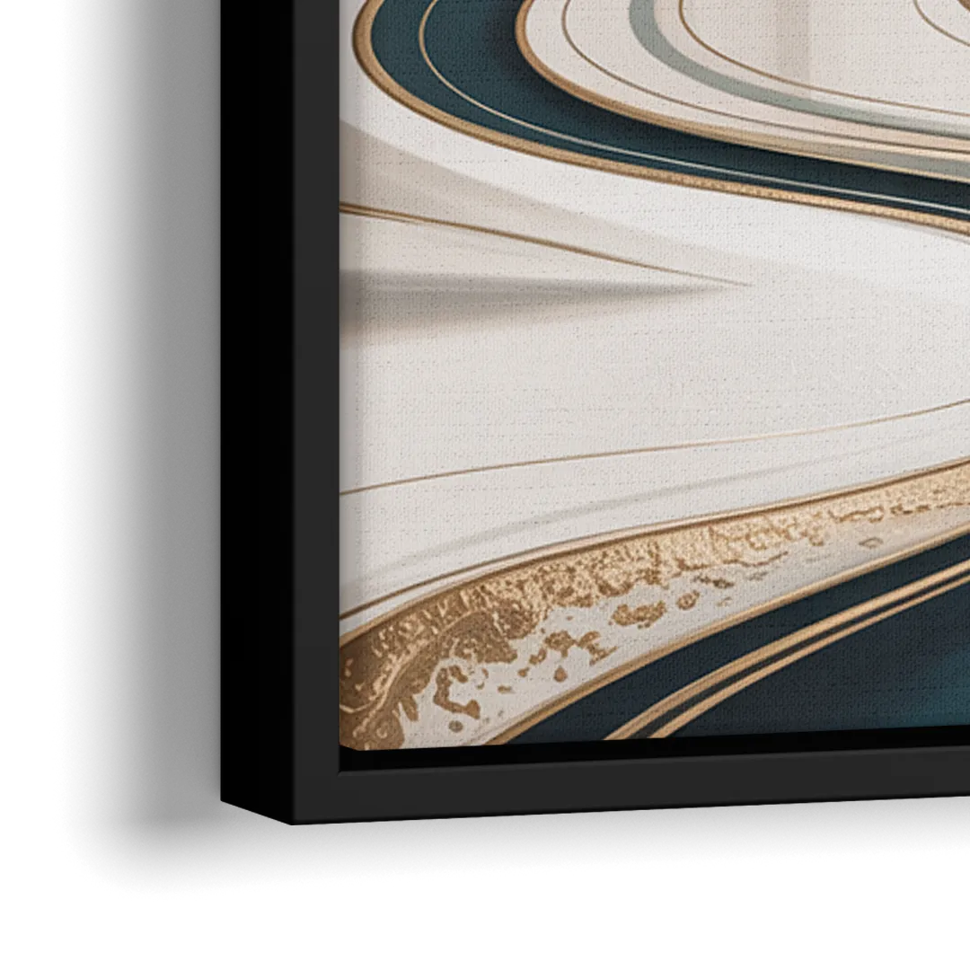 Luxurious Serenity White Abstract - Close-Up Black Frame Canvas