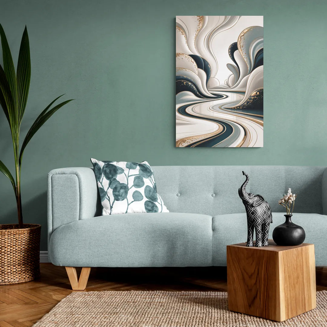 Luxurious Serenity White Abstract - Canvas Wall Art Living Room