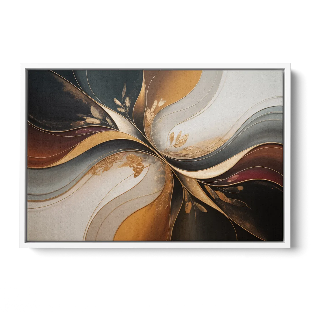 Luxuriously Textured Brown Abstract - White Frame Canvas