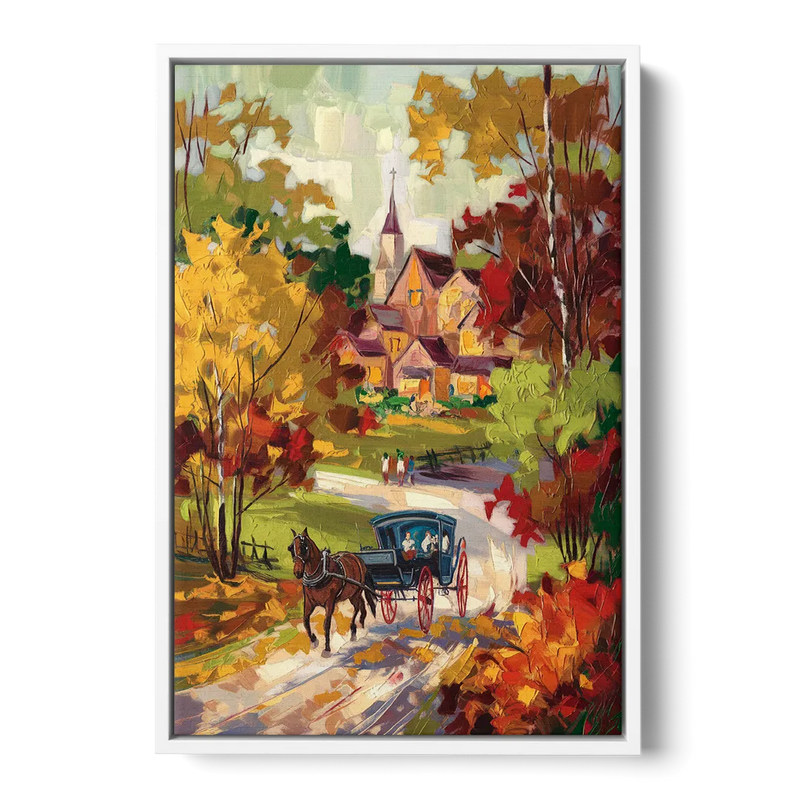 Mackinac Island Autumn Foliage Front - White Canvas Wall Art