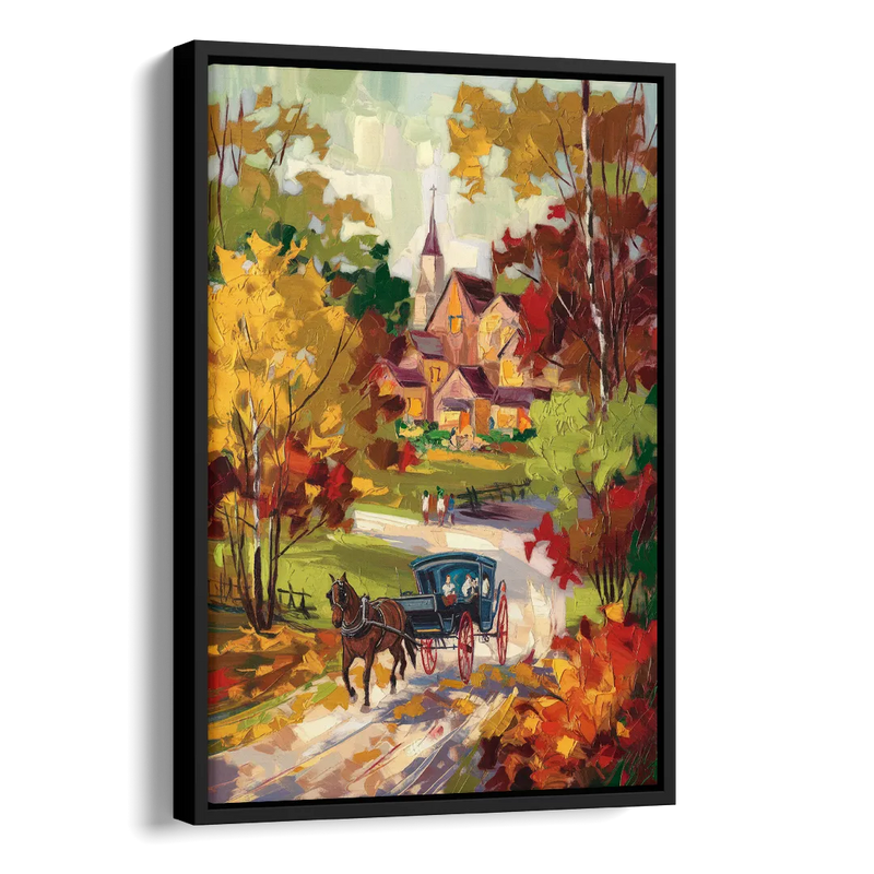 Mackinac Island Autumn Foliage Side - Black Canvas Wall Art