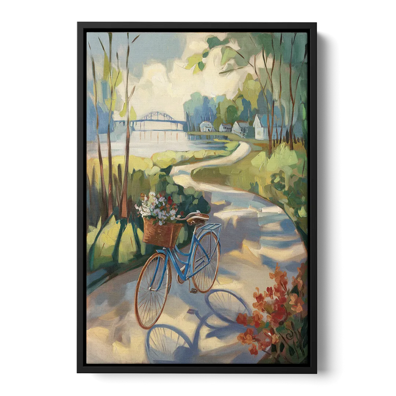Mackinac Island Bicycle Path Front - Black Canvas Wall Art
