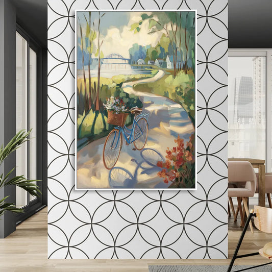 Mackinac Island Bicycle Path Living Room - White Canvas Wall Art