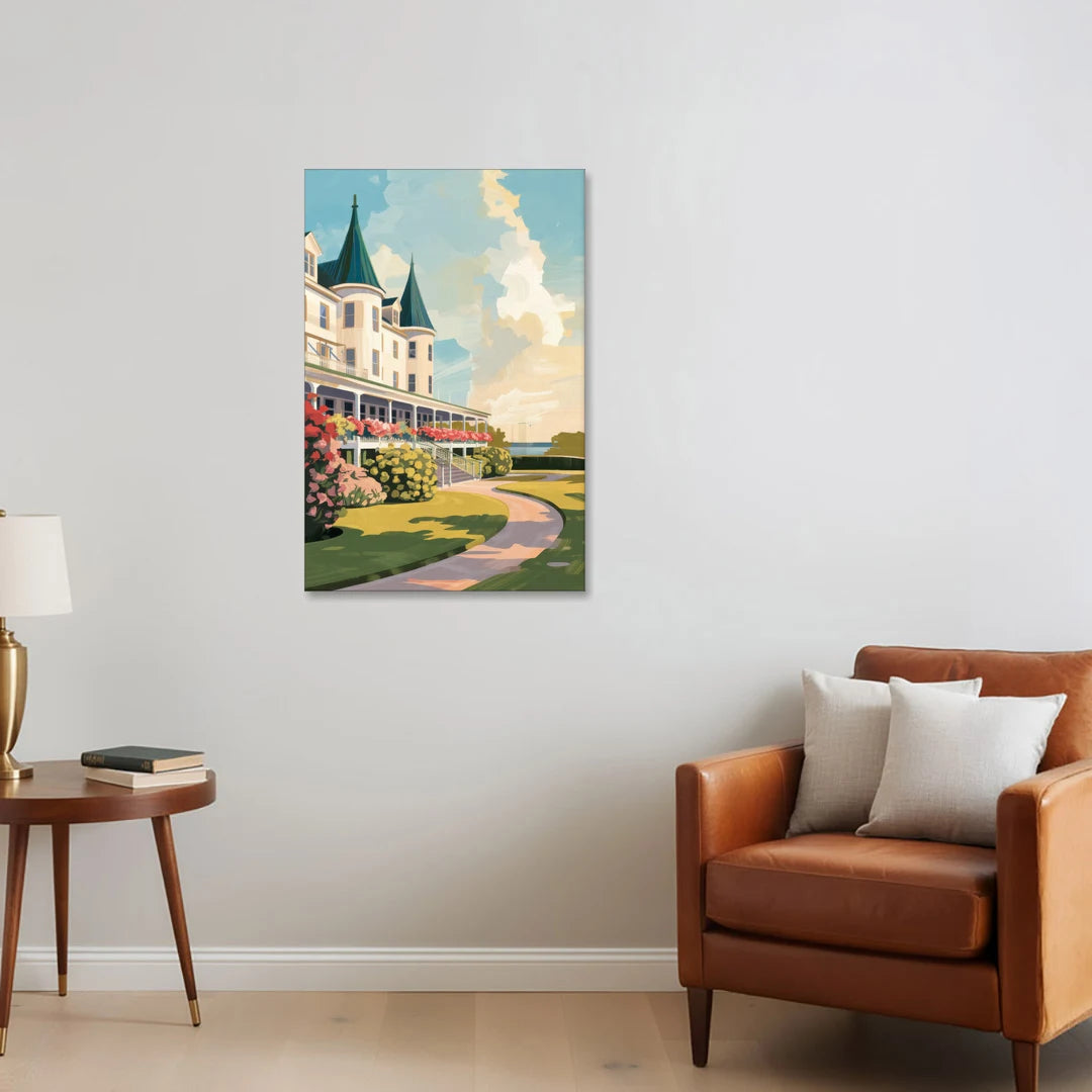Mackinac Island Grand Hotel View - Canvas Wall Art - Sofa - 24x36