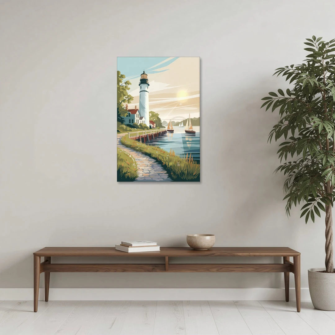 Mackinac Island Historic Lighthouse - Canvas Wall Art - Coffee Table - 24x36