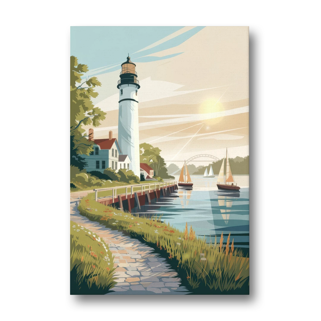 Mackinac Island Historic Lighthouse - Canvas Wall Art - Front