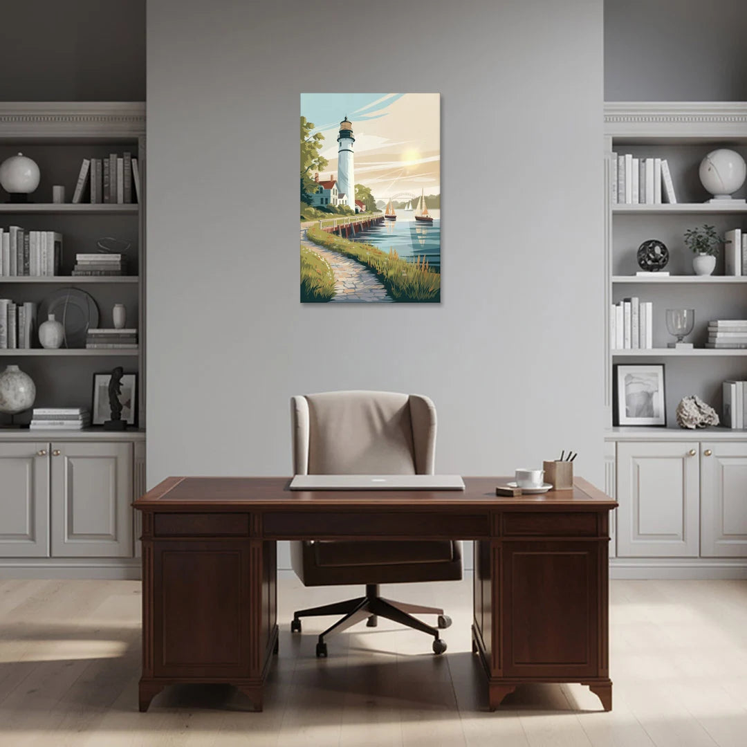 Mackinac Island Historic Lighthouse - Canvas Wall Art - Office - 24x36