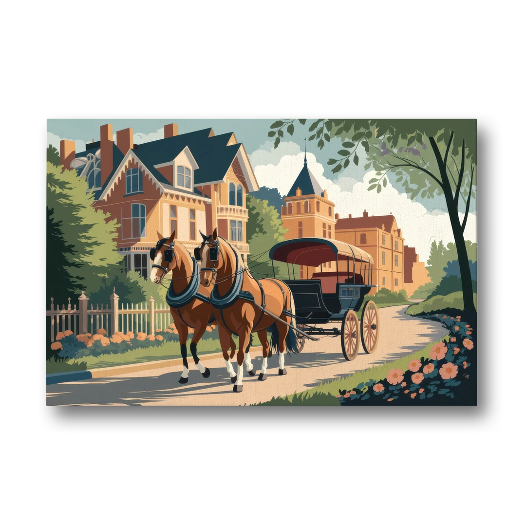 Mackinac Island Horse Carriage Ride - Canvas Wall Art - Front