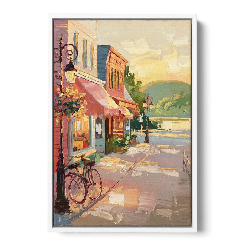 Mackinac Island Main Street Charm Front - White Canvas Wall Art