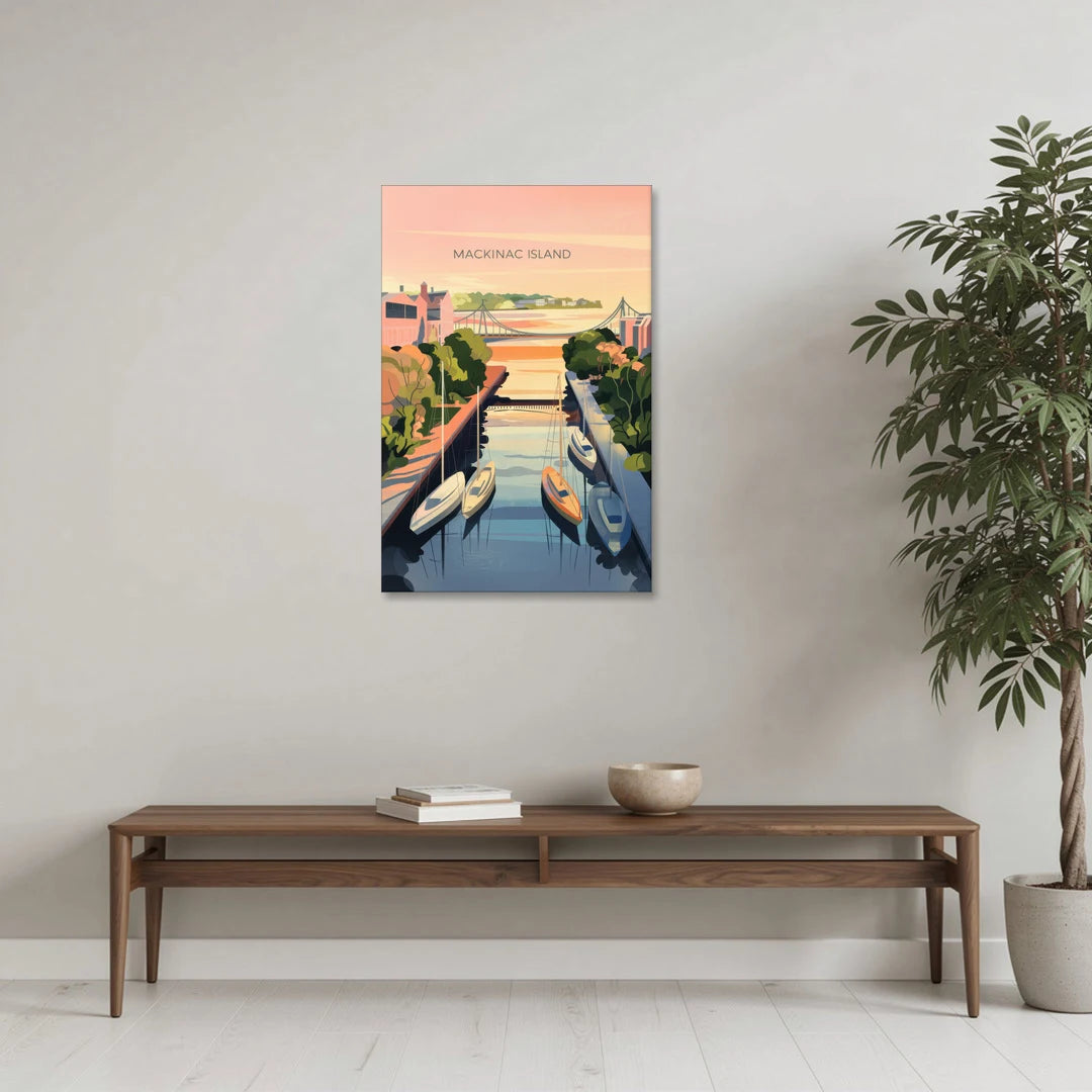 Mackinac Island Sunrise Harbor - Canvas Wall Art - Coffee Table - 24x36