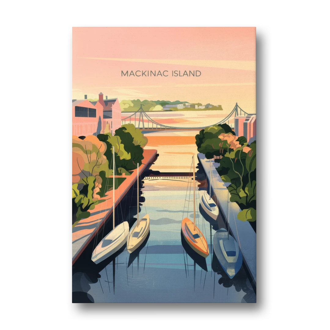 Mackinac Island Sunrise Harbor - Canvas Wall Art - Front