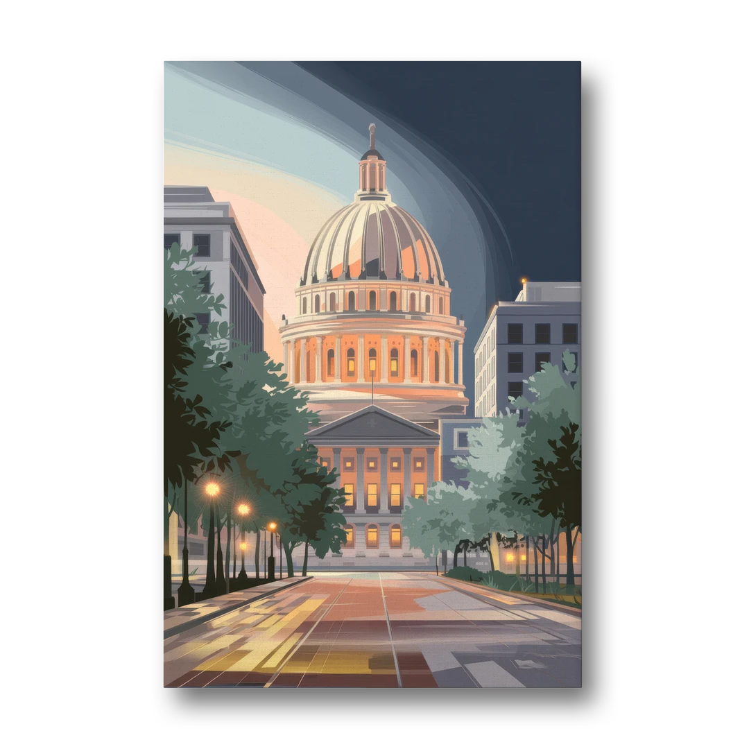 Madison Capitol Dome Glow - Canvas Wall Art - Front
