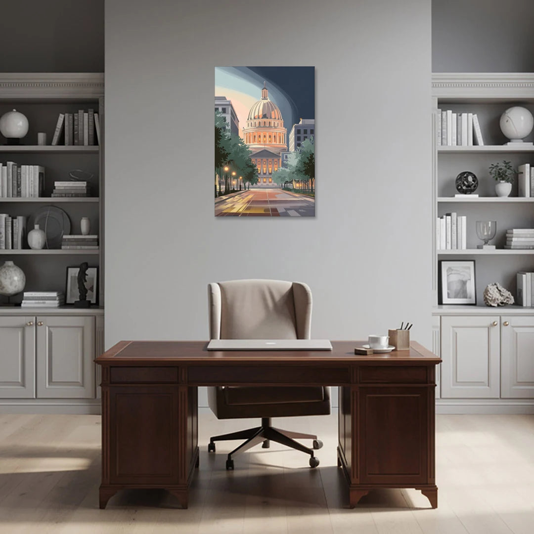 Madison Capitol Dome Glow - Canvas Wall Art - Office - 24x36