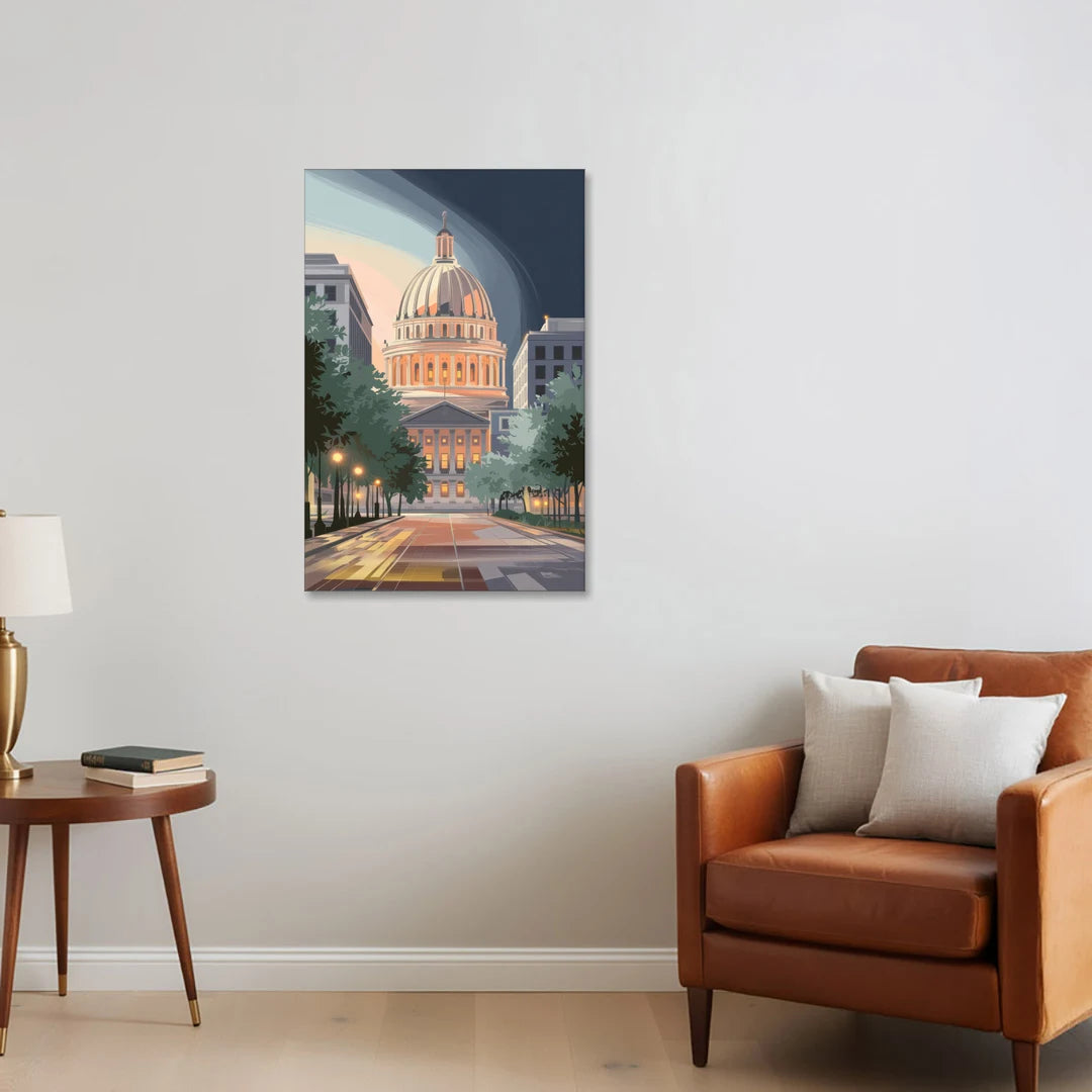 Madison Capitol Dome Glow - Canvas Wall Art - Sofa - 24x36